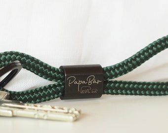 Personalized keychain made of sailing rope with engraving | Papa Bear | Father's Day | stainless steel