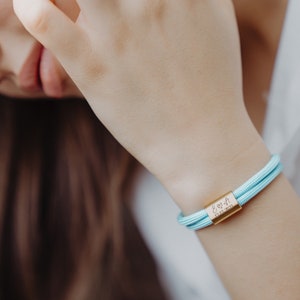 Sailing rope bracelet with engraving, date of birth, stainless steel, Mother&#39;s Day, gift idea