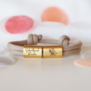 Bracelet personnalisé avec nom, acier inoxydable, cône scolaire, inscription scolaire, écolier 2024