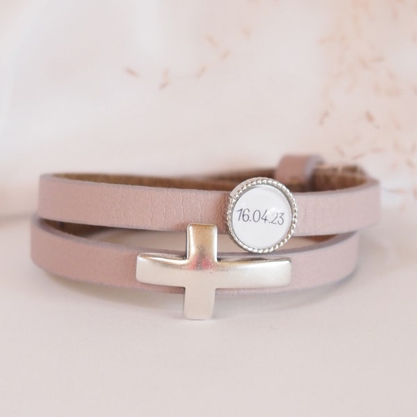 Personalized Leather Bracelet | Confirmation | Communion | Baptism | Confirmation | birthday | school enrollment