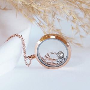 Collier médaillon lettre personnalisé collier alphabet pierre de naissance 30 mm