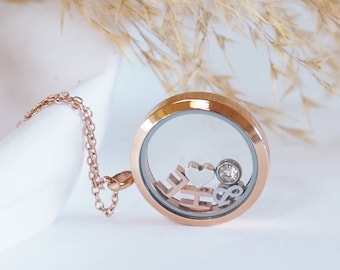 Collana con medaglione con lettera personalizzata Collana con alfabeto con pietre portafortuna da 30 mm