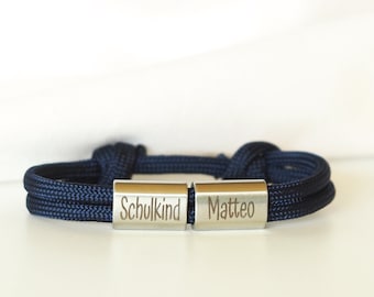 Jungen Schulkind Armband personalisiert mit Namen, Edelstahl, Schultüte, Einschulung, Schulkind 2023