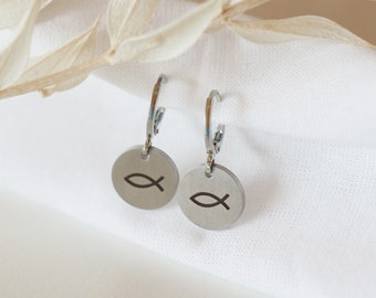 Earrings gift communion confirmation fish Christian symbol