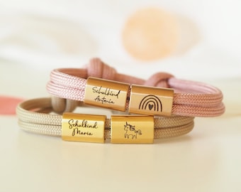 Schulkind Armband Mädchen, personalisierte Gravur, Edelstahl