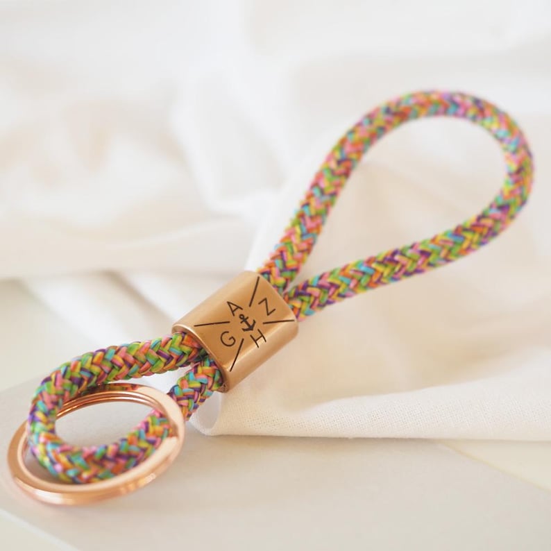 Sailing Rope Keychain With Personalizable Stainless Steel Slider
