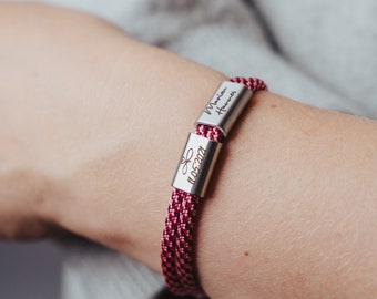 Armband met gewenste gravure, honden, huisdieren, zeiltouwarmband, roestvrij staal, cadeau-idee