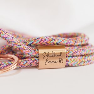 Personalized school child lanyard made of sailing rope with engraving, school enrollment gift, school cone, 2023 image 2