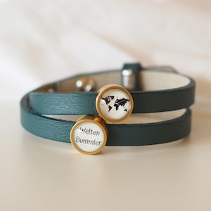 individuelles Lederarmband mit personalisierten Schiebeperlen, Weltenbummler, Travel the world