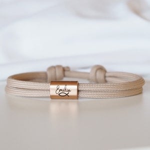 Girl's bracelet engraved with name and fish made of sailing rope Communion Confirmation Confirmation image 1