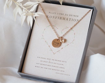 personalisierte Kette Geschenk Kommunion Geburtsstein Gravurplättchen Halskette Konfirmation