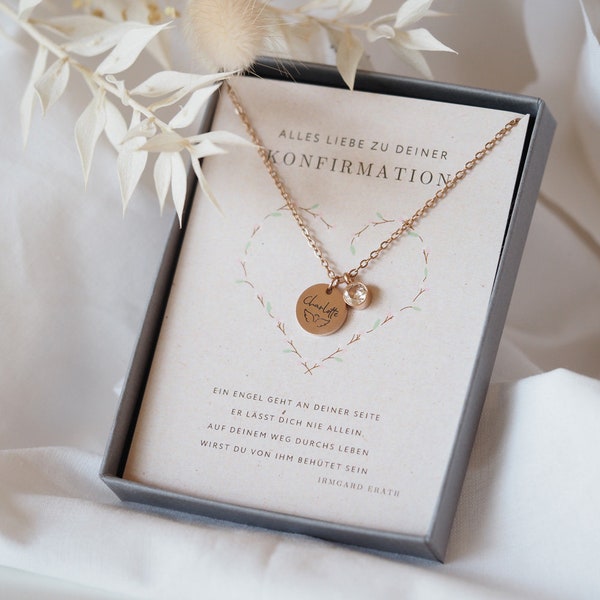 gepersonaliseerde ketting cadeau communie geboortesteen gravure plaat ketting bevestiging