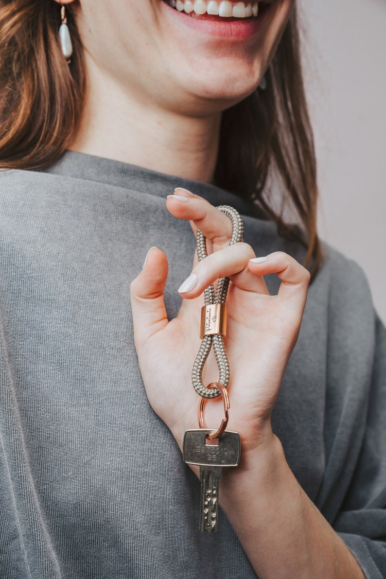 Personalized keychain made of sailing rope with engraving, godmother image 1