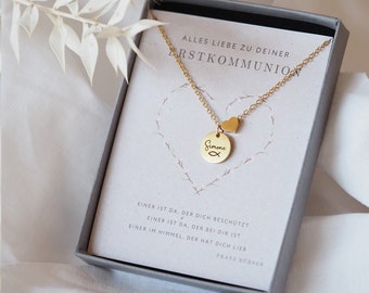 Chain gift communion customizable engraving plate with heart necklace confirmation