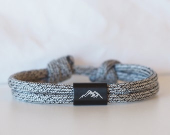 Mountaineer engraving bracelet with mountain motif, personalized sailing rope bracelet, mountaineering, hiking, summiteer, stainless steel
