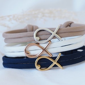 Bracciale con pesce e buono regalo per comunione, cresima, comunione, battesimo, pesce eucaristico, ichthys