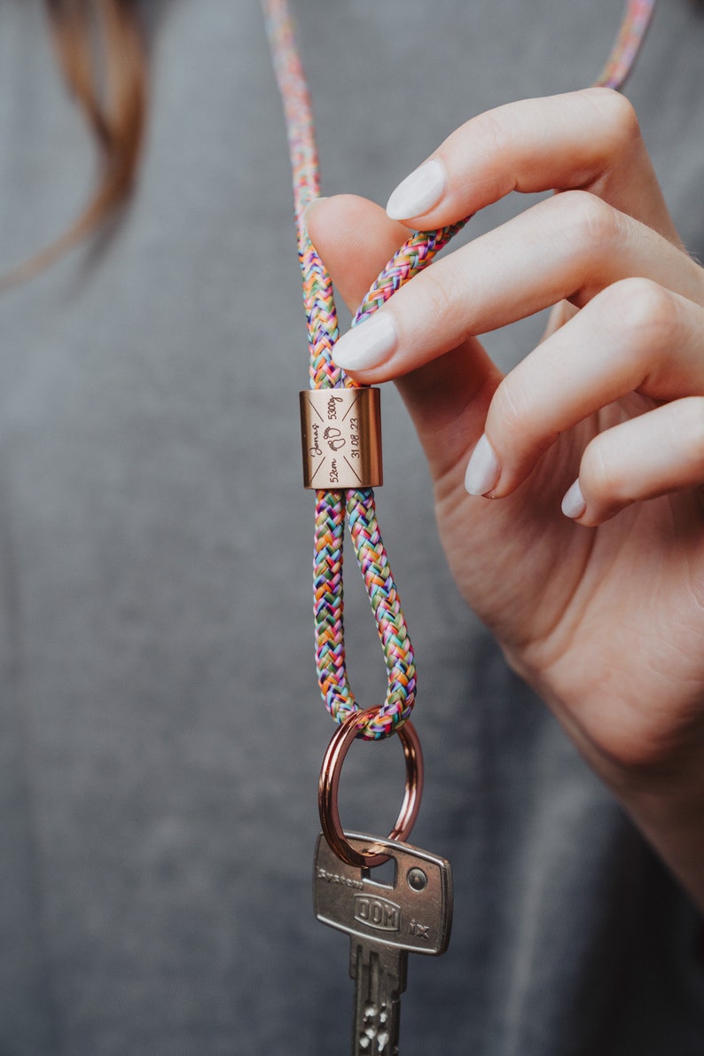 Schlüsselband aus Segeltau personalisiert mit Gravur Family Schlüsselanhänger Edelstahl graviert Bild 10