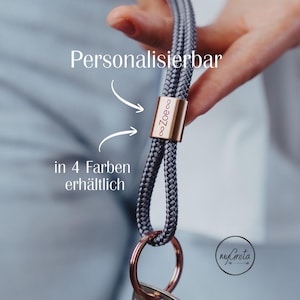 Lanyard made of sail rope personalized with engraving Family keychain stainless steel engraved