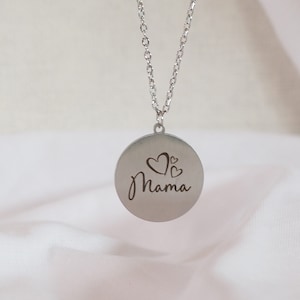 personalized engraving necklace made of stainless steel sisters gift siblings customizable coin chain family Großes Plättchen