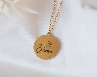Personalized necklace with name gift communion engraving plate confirmation