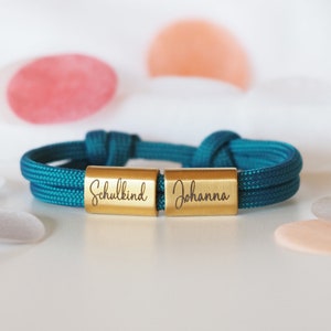 Bracelet écolier personnalisé avec nom, acier inoxydable, cône scolaire, cadeau de scolarisation, fille