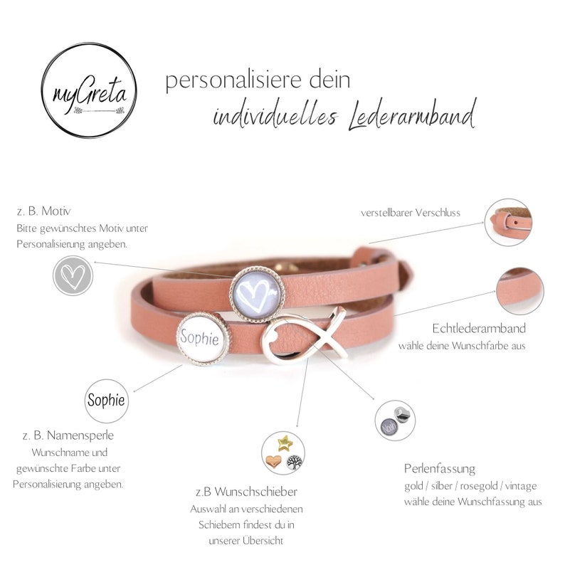 Personalisiertes Lederarmband Firmung Kommunion Taufe Konfirmation Geburtstag Einschulung Bild 3