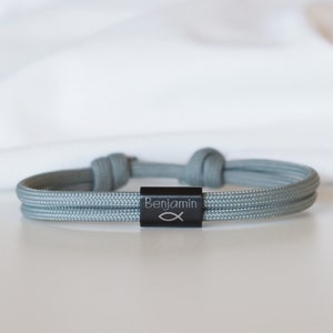 Bracelet with name and fish engraved from sailing rope | Communion | Confirmation | Confirmation