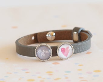 myGreta personalized school child leather bracelet with individual sliding beads, name, school start, lucky charm