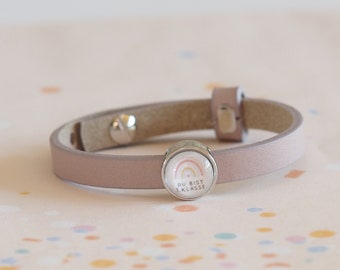 myGreta personalized schoolchild leather bracelet with individual sliding beads, name, school bag, encouragement, first class