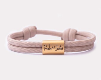 Bracciale partner personalizzato con incisione desiderata, braccialetto con incisione, braccialetto in corda da vela, braccialetto surfista, unisex, impermeabile