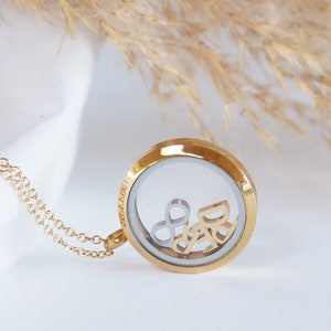 Personalized Locket Necklace 30mm with Letter Alphabet Necklace