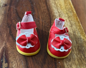 Handmade shoes fit velvet and cinnamon sized dolls red and white shoes only no dolls