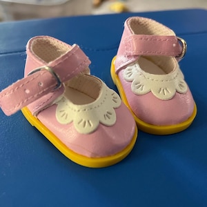 doll shoes fits the 12” Mia dolls pink with white trim shoes