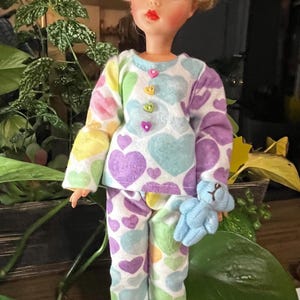 handmade fashion outfit fits vintage tammy dolls and other same sized dolls cute heart pajamas pj  set