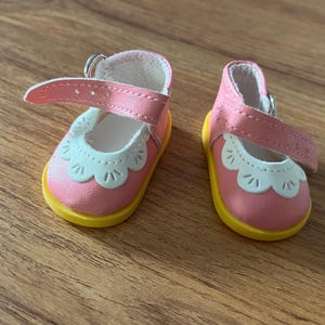 doll shoes fits the 12” Mia dolls salmon with white trim shoes