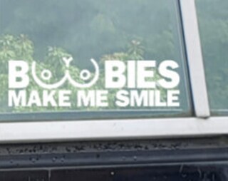 Adesivo Vinile Decus Boobis Make Me Smile XL 1603 (Bianco) - Stile JDM OEM Per Auto, Moto - Fatto In Germania (21x6 Cm)