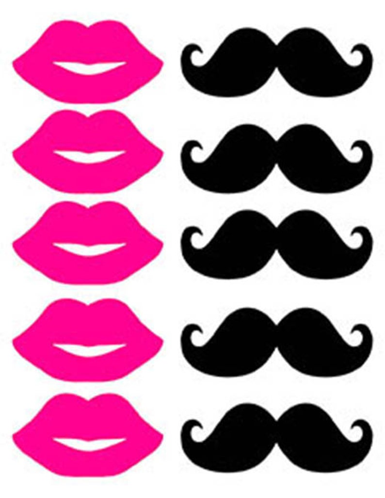 Printable DownloadDIY Photo booth props Mustache and Hot Pink Lips Wedding,Bridal Shower Party