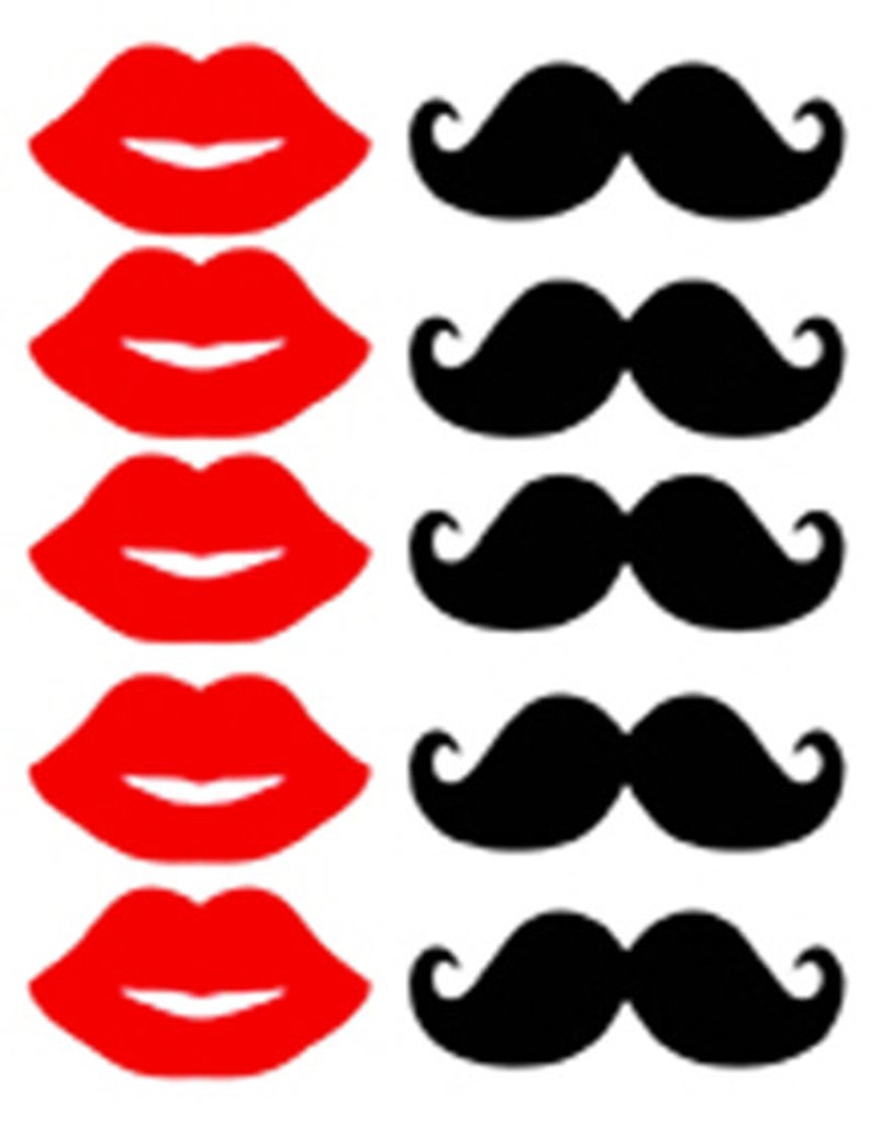 Photo booth props Mustache and Red Lips Printable Download