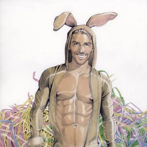 THE HAPPY BUNNY, Male, Nude, Fanart, Contemporary, Men, Adult, Mature