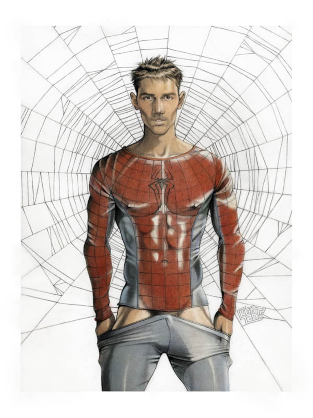 SPIDERMAN, mannelijk, naakt, homo, erotisch, mannen, volwassene, man