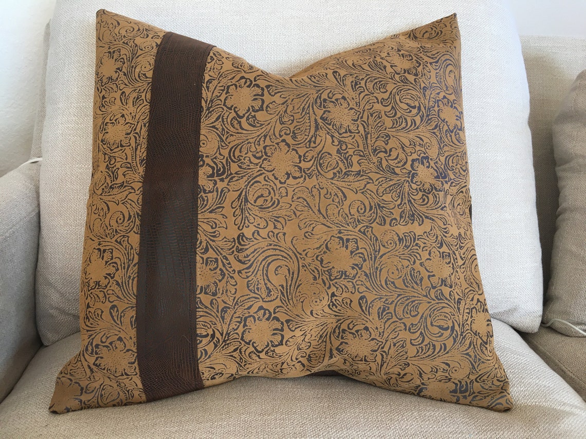 Southwest Western Pillow Cover Decorator Faux Leather on Both Etsy