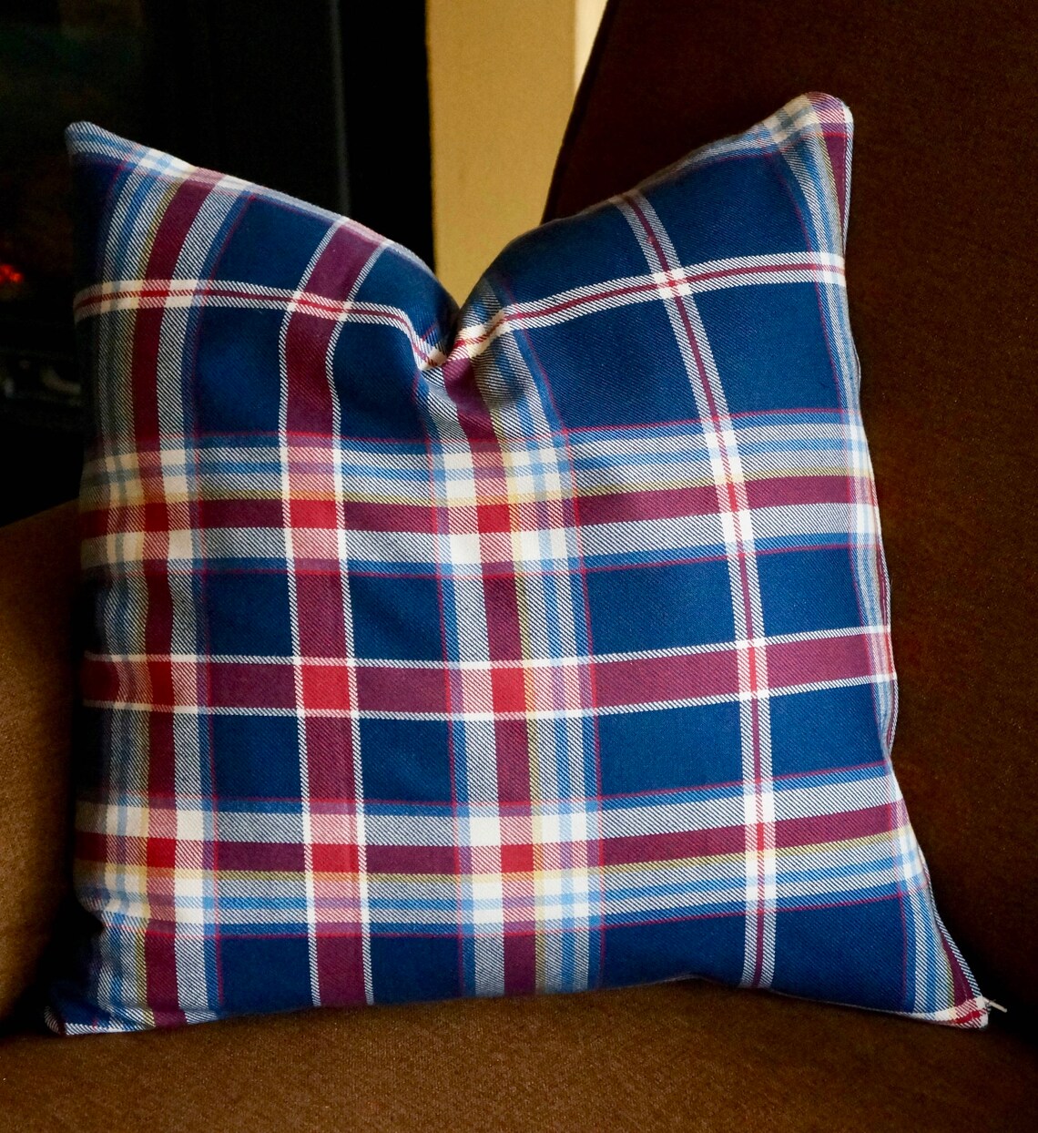 Navy Tartan plaid pillow cover 12 x 24 inch Lumbar Lovely Etsy