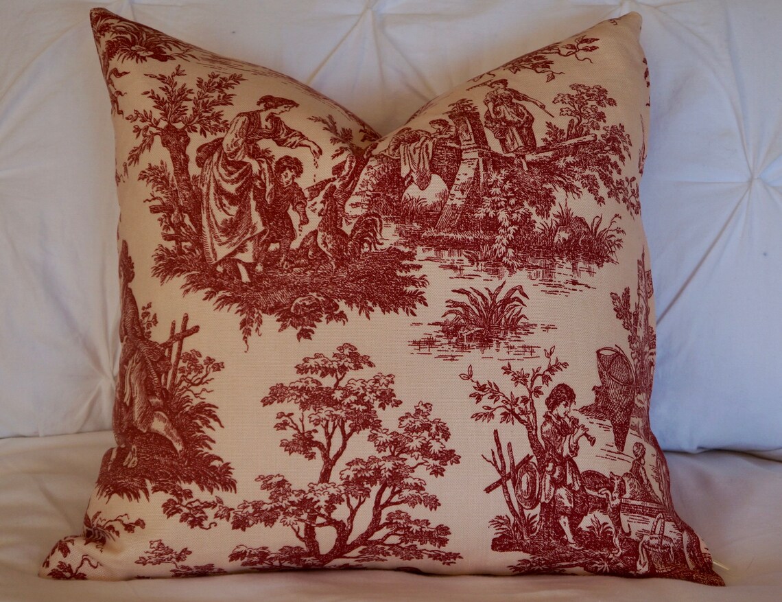Red Toile Pillow Cover Red on white theme 3 sizes 18 x 18 Etsy