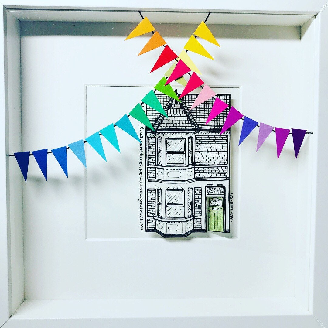 Personalised Medium Original Pen and Ink House Portrait - 23x23cms ...