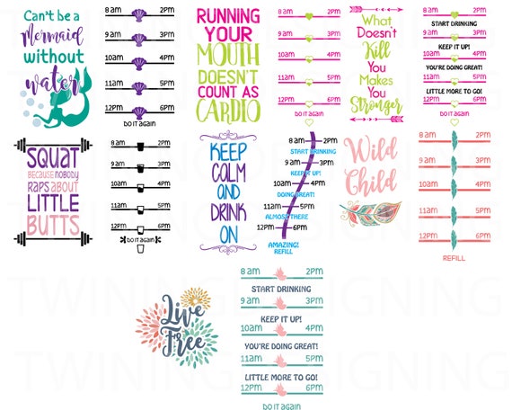 Download Water Tracker Bundle 2 SVG PNG DXF zip files digital | Etsy