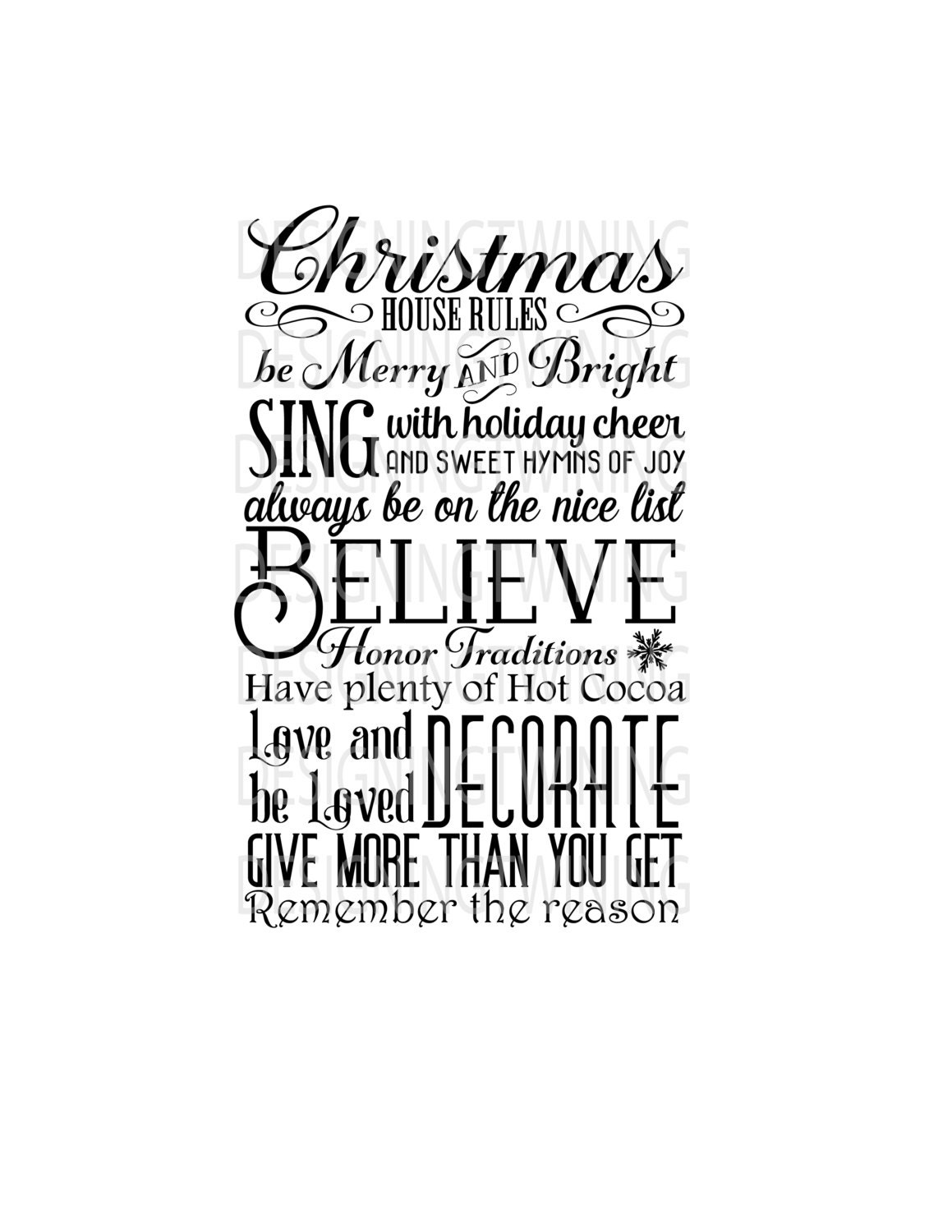 Download Christmas House Rules digital file SVG PDF PNG dxf | Etsy