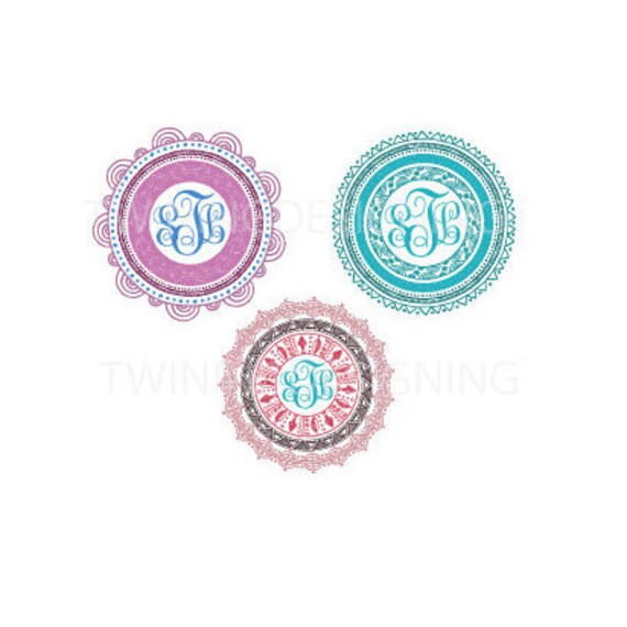 Download Boho Monogram mandala native SVG PNG DXF digital file | Etsy