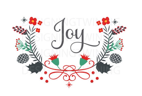 Download Joy Christmas Holiday Floral SVG PDF PNG dxf digital file ...