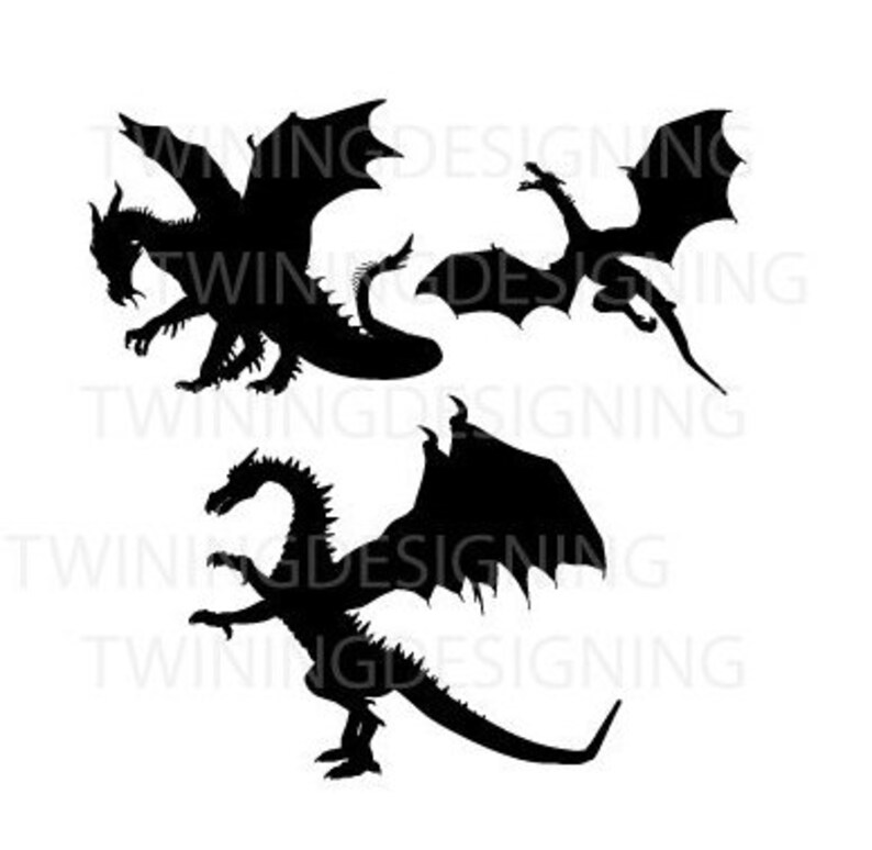 Drachen Silhouette SVG PNG DXF digitale Datei | Etsy