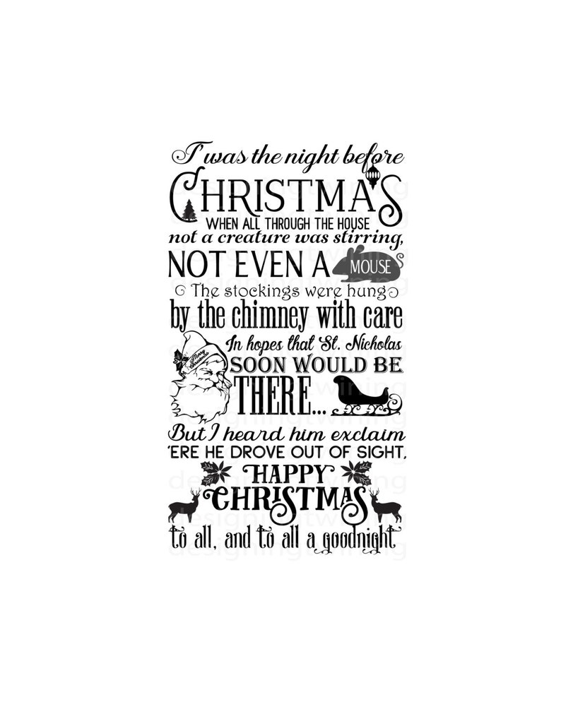 typical Twas the evening right before xmas trip tale SVG PNG dxf and pdf electronic record graphic regarding Twas the Night Before Christmas Poem Printable known as basic Twas the evening in advance of xmas family vacation tale SVG PNG dxf and pdf electronic history